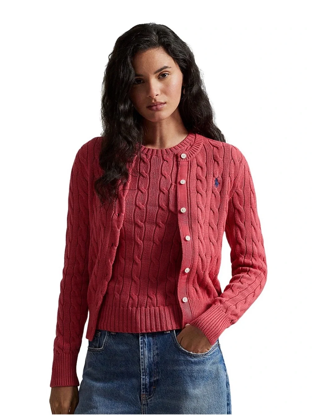 NWT Ralph Lauren Coral Cable-Knit Cardigan